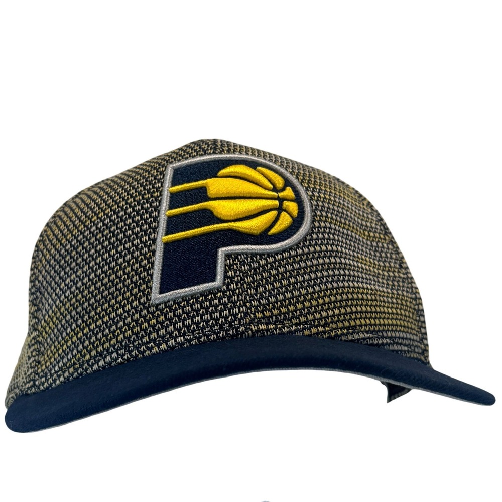New Era 9FIFTY Indiana Pacers Snapback Hat Navy Gold Textured Knit NBA Cap - Picture 4 of 8